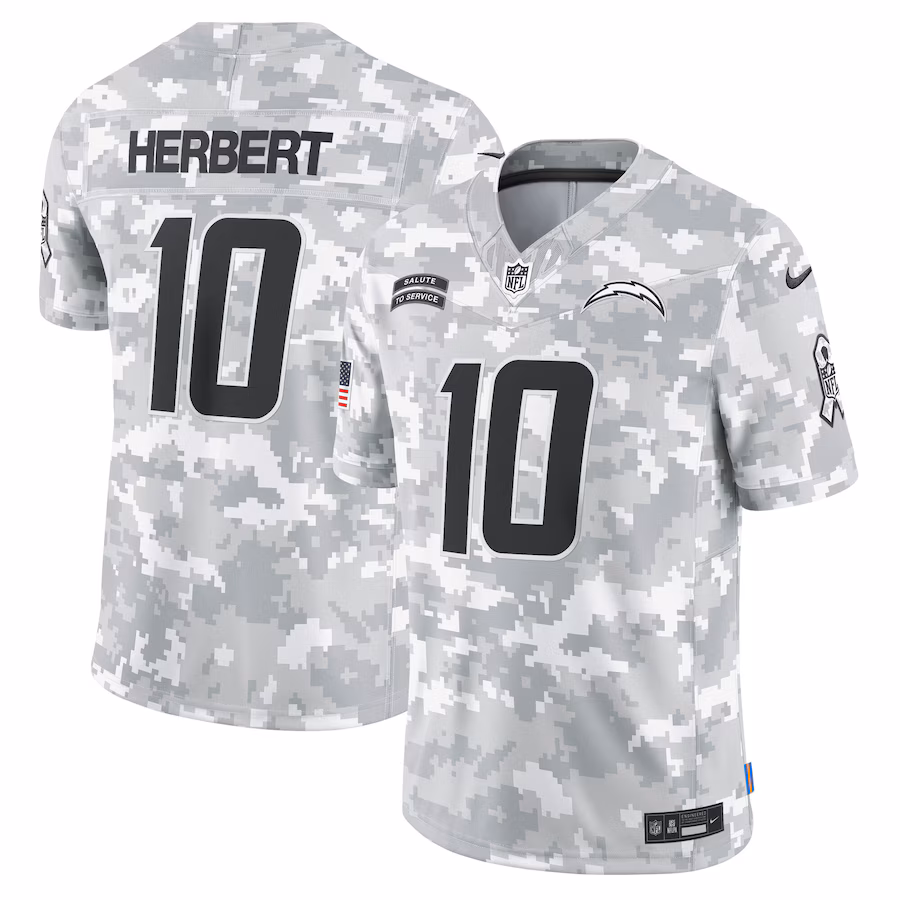 Justin Herbert Los Angeles Chargers Nike 2024 Salute to Service Limited Jersey - Arctic Camo - myjerseyhub