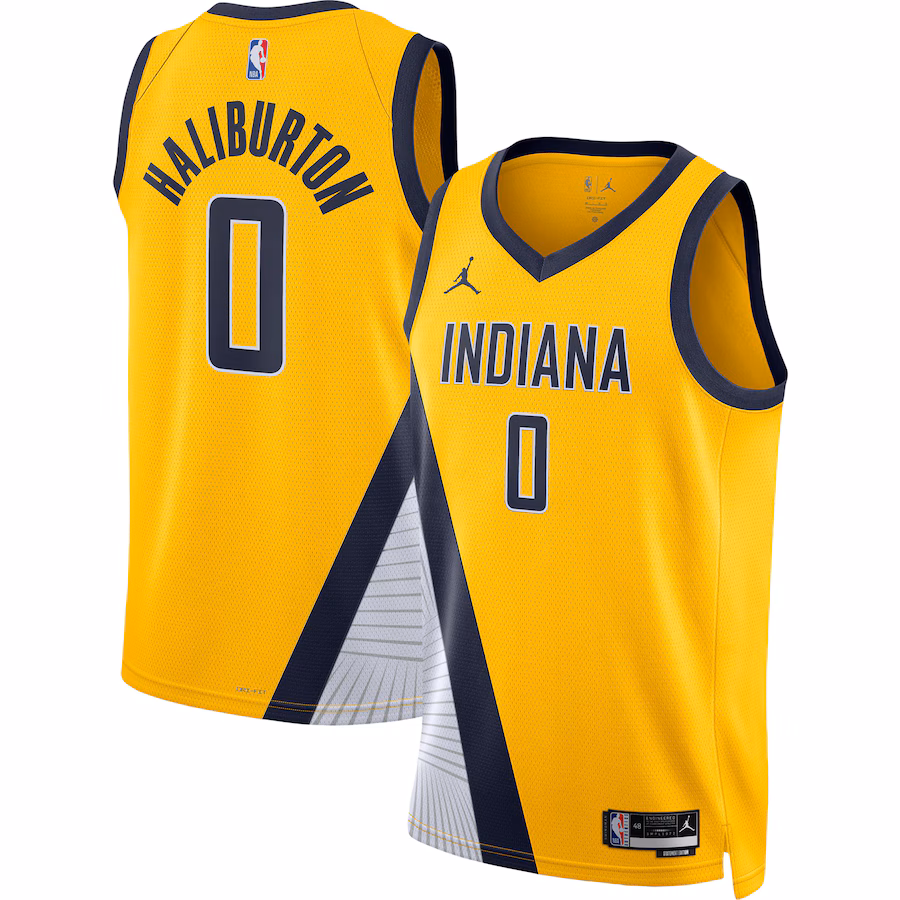 Tyrese Haliburton Indiana Pacers Jordan Brand Unisex Swingman Jersey - Statement Edition - Gold - myjerseyhub