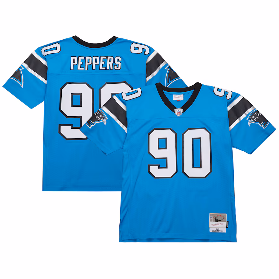 Julius Peppers Carolina Panthers Mitchell & Ness Legacy Replica Jersey – Blue - myjerseyhub