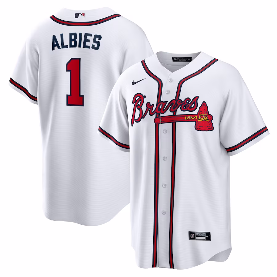 Ozzie Albies Atlanta Braves Nike Home Replica Player Name Jersey - White - myjerseyhub
