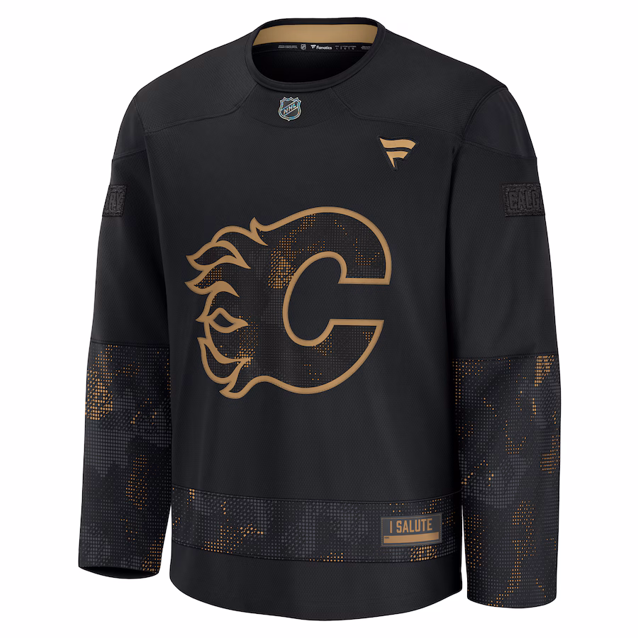 Calgary Flames Fanatics 2024 Military Appreciation Personalized Long Sleeve Practice Jersey - Black - myjerseyhub
