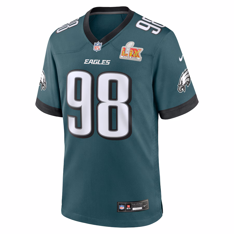 Jalen Carter Philadelphia Eagles Nike Super Bowl LIX Game Player Jersey - Midnight Green - myjerseyhub
