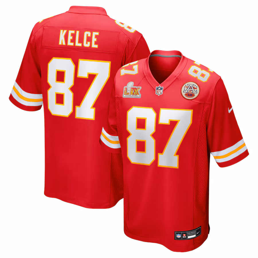 Travis Kelce Kansas City Chiefs Nike Super Bowl LIX Game Jersey - Red - myjerseyhub