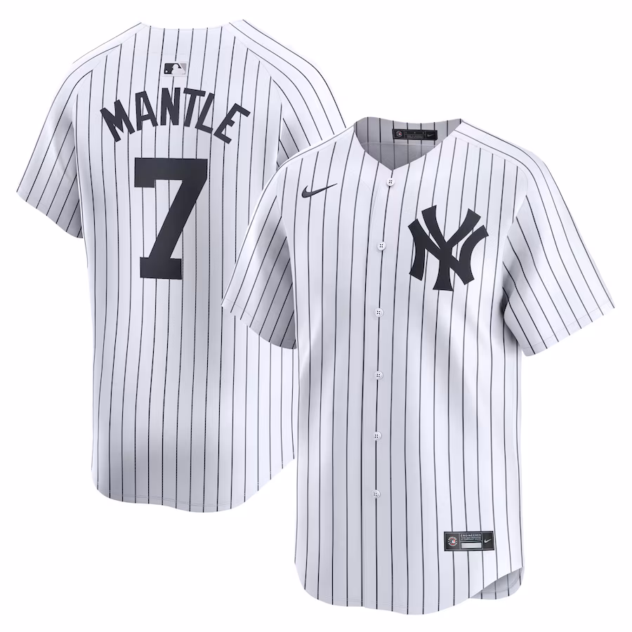 Mickey Mantle New York Yankees Nike Home Limited Player Jersey - White - myjerseyhub