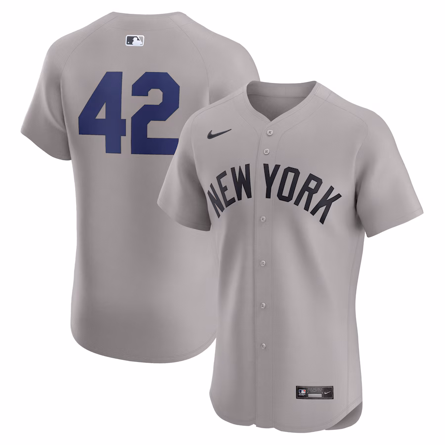 New York Yankees Nike Road 2024 Jackie Robinson Day Elite Jersey - Gray - myjerseyhub
