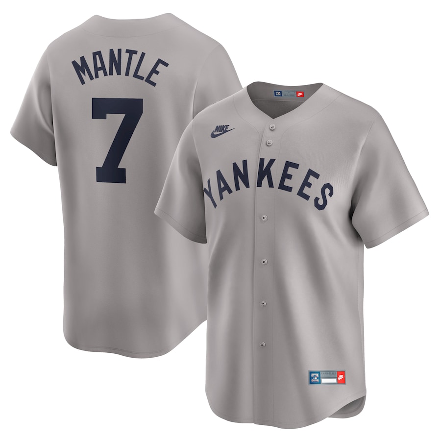 Mickey Mantle New York Yankees Nike Throwback Cooperstown Collection Limited Jersey - Gray - myjerseyhub