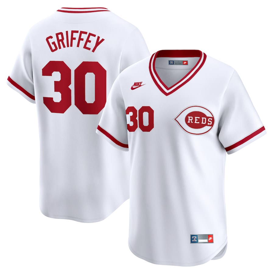 Ken Griffey Cincinnati Reds Nike Throwback Cooperstown Limited Jersey - White - myjerseyhub