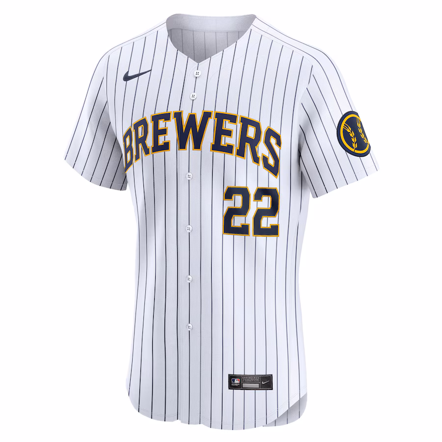 Christian Yelich Milwaukee Brewers Nike Alternate Alternate Elite Player Jersey - White - myjerseyhub