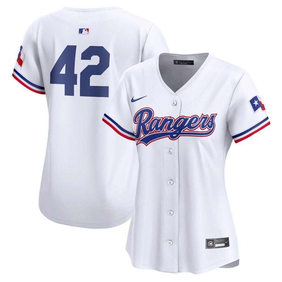 Texas Rangers Nike Women's 2024 Jackie Robinson Day Home Limited Jersey – White - myjerseyhub