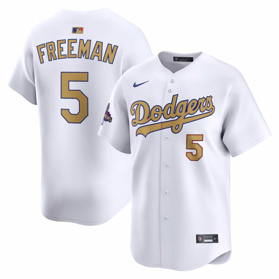 Freddie Freeman Los Angeles Dodgers Nike 2025 Gold Collection Limited Jersey – White - myjerseyhub