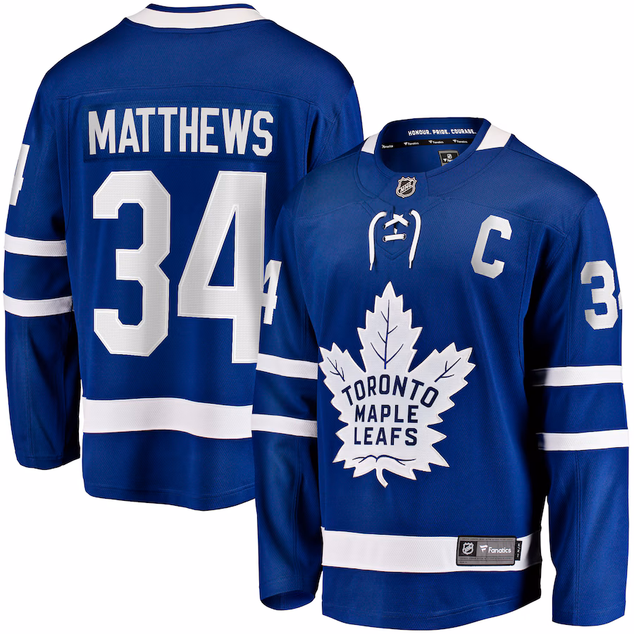 Auston Matthews Toronto Maple Leafs Fanatics Captain Patch Home Breakaway Player Jersey - Blue - myjerseyhub