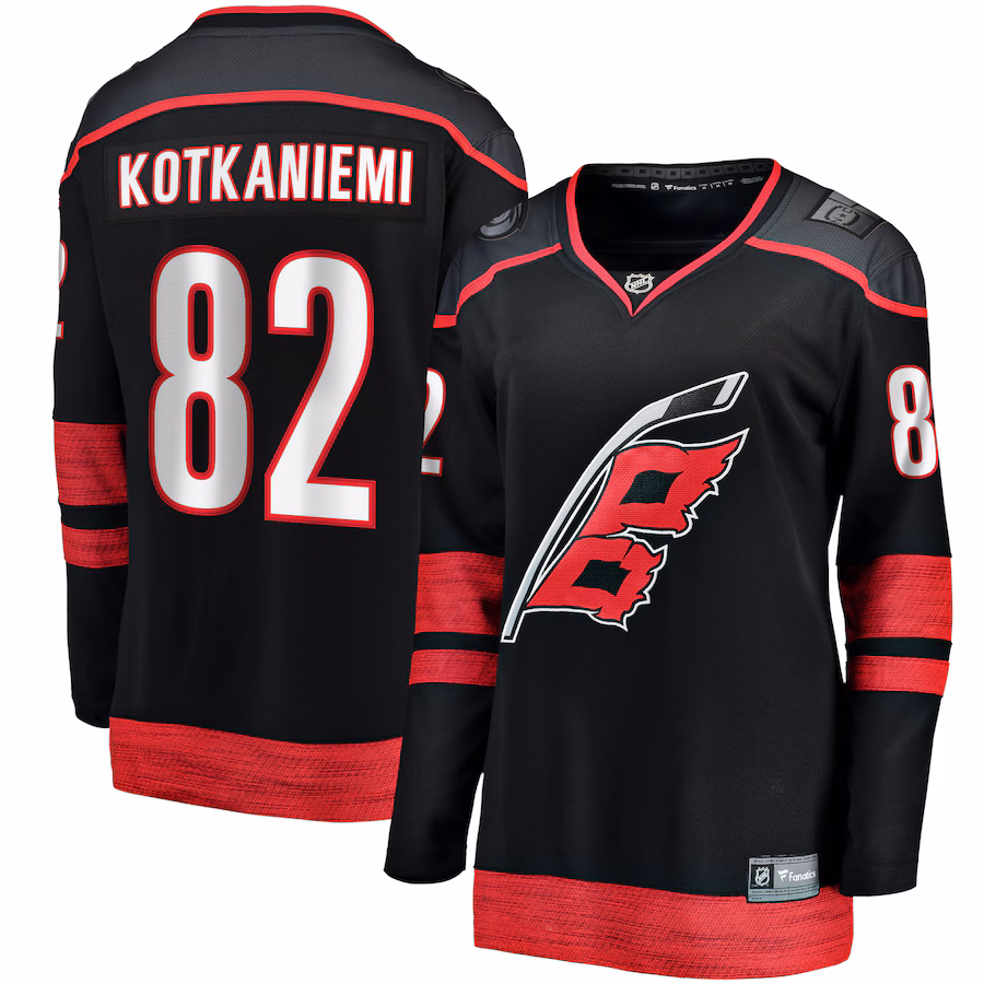 Jesperi Kotkaniemi Carolina Hurricanes Fanatics Women's Home Breakaway Player Jersey - Black - myjerseyhub