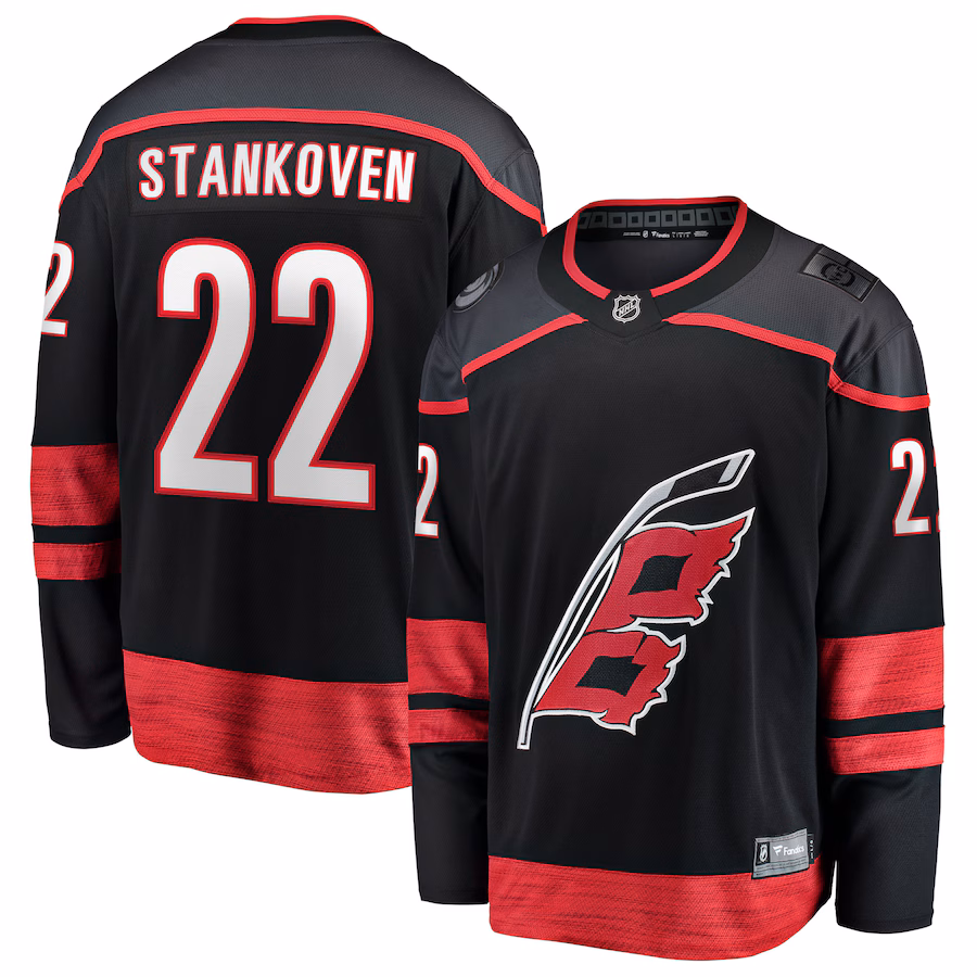 Logan Stankoven Carolina Hurricanes Fanatics Home Breakaway Jersey - Black - myjerseyhub