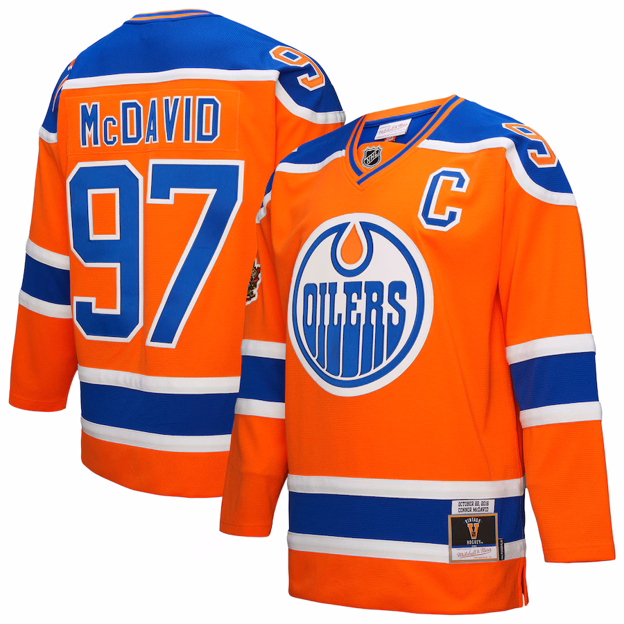 Connor McDavid Edmonton Oilers Mitchell & Ness Power Play Jersey - Orange - myjerseyhub