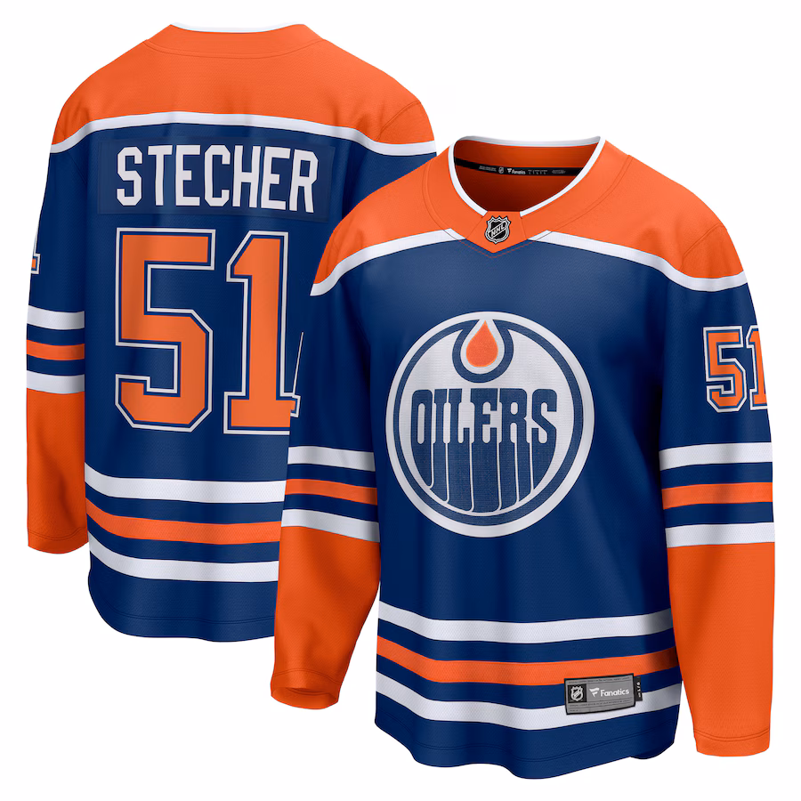 Troy Stecher Edmonton Oilers Fanatics Home Premier Breakaway Player Jersey - Royal - myjerseyhub