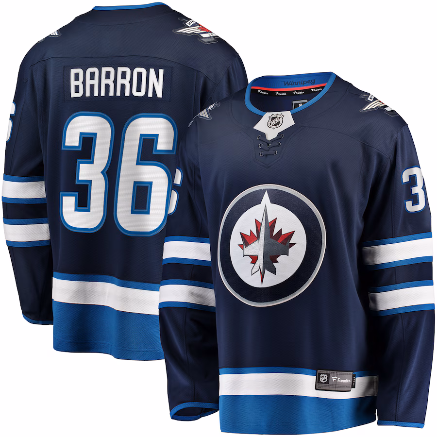 Morgan Barron Winnipeg Jets Fanatics Home Premier Breakaway Player Jersey - Navy - myjerseyhub