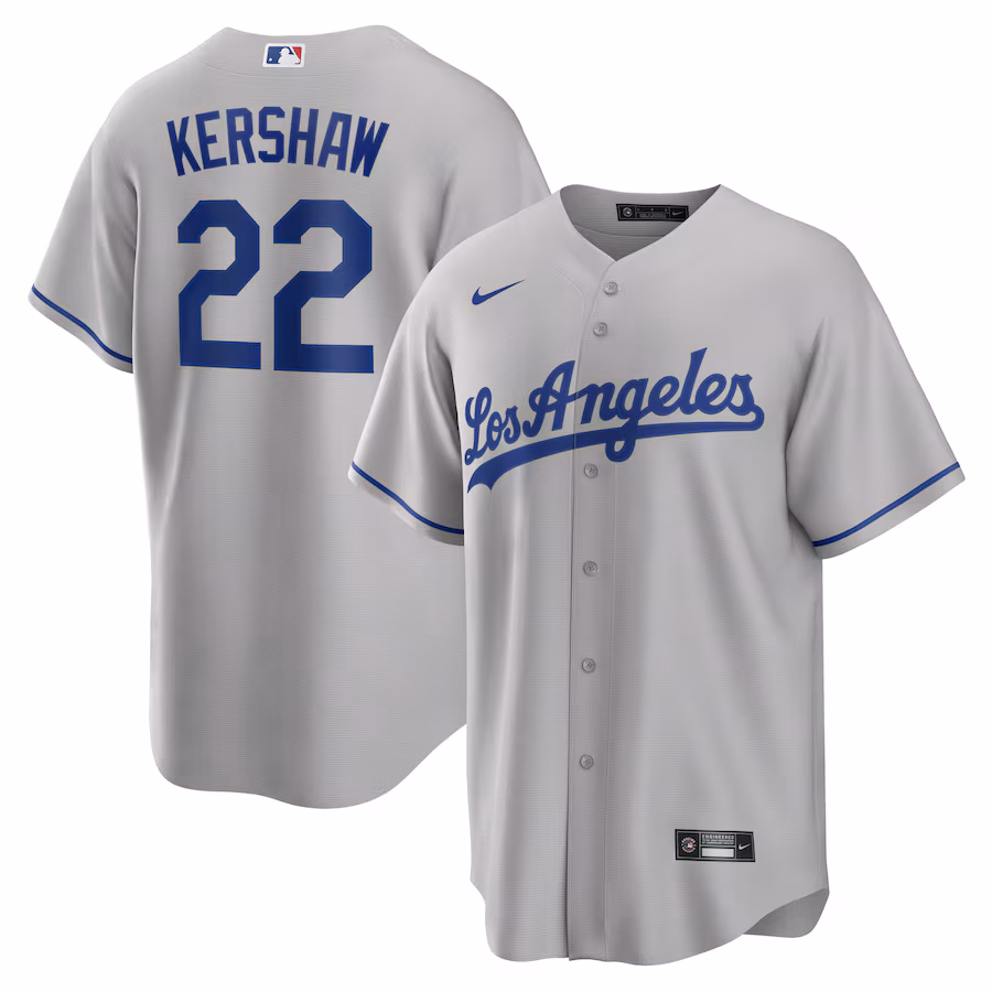 Clayton Kershaw Los Angeles Dodgers Nike Road Replica Player Name Jersey - Gray - myjerseyhub