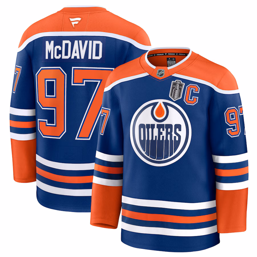 Connor McDavid Edmonton Oilers Fanatics 2025 Stanley Cup Final Home Premium Jersey - Royal - myjerseyhub