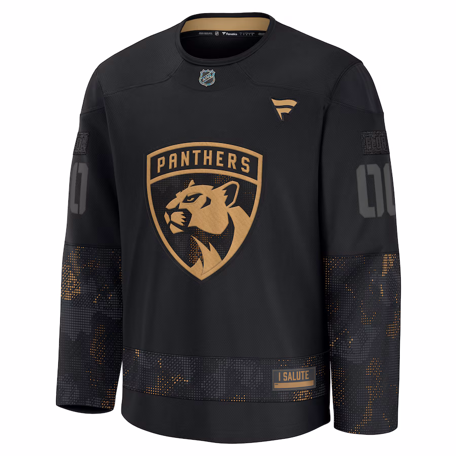 Florida Panthers Fanatics 2024 Military Appreciation Custom Practice Jersey - Black - myjerseyhub