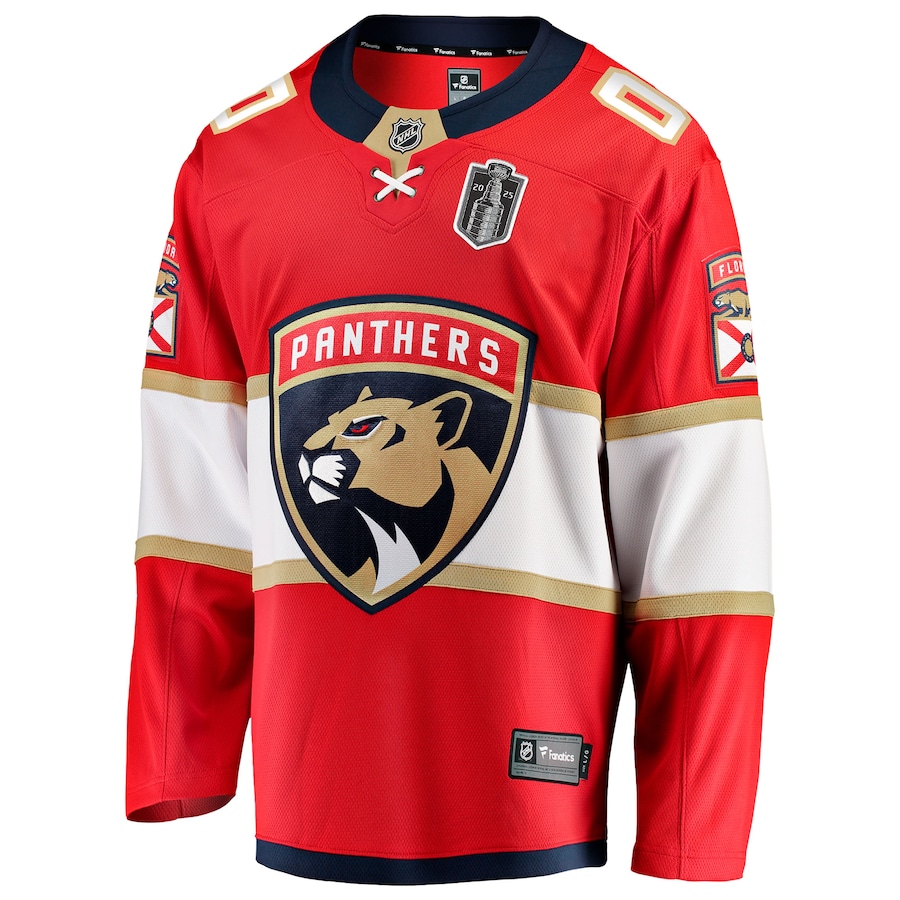 Florida Panthers Fanatics 2025 Stanley Cup Final Home Breakaway Custom Jersey - Red - myjerseyhub