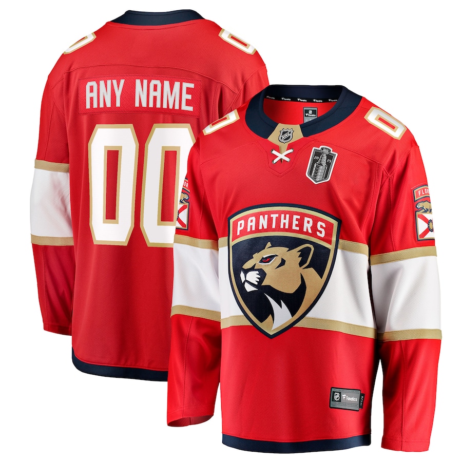 Florida Panthers Fanatics 2025 Stanley Cup Final Home Breakaway Custom Jersey - Red - myjerseyhub