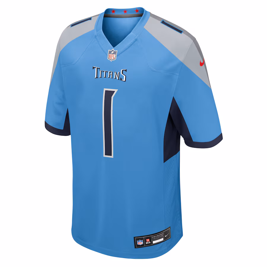 Cameron Ward Tennessee Titans Nike 2025 NFL Draft First Round Pick Game Jersey - Light Blue - myjerseyhub