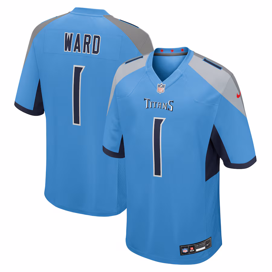 Cameron Ward Tennessee Titans Nike 2025 NFL Draft First Round Pick Game Jersey - Light Blue - myjerseyhub