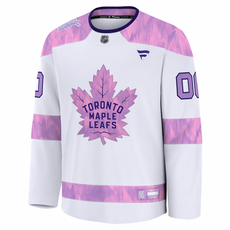 Toronto Maple Leafs Fanatics 2024 Hockey Fights Cancer Custom Practice Jersey - White - myjerseyhub