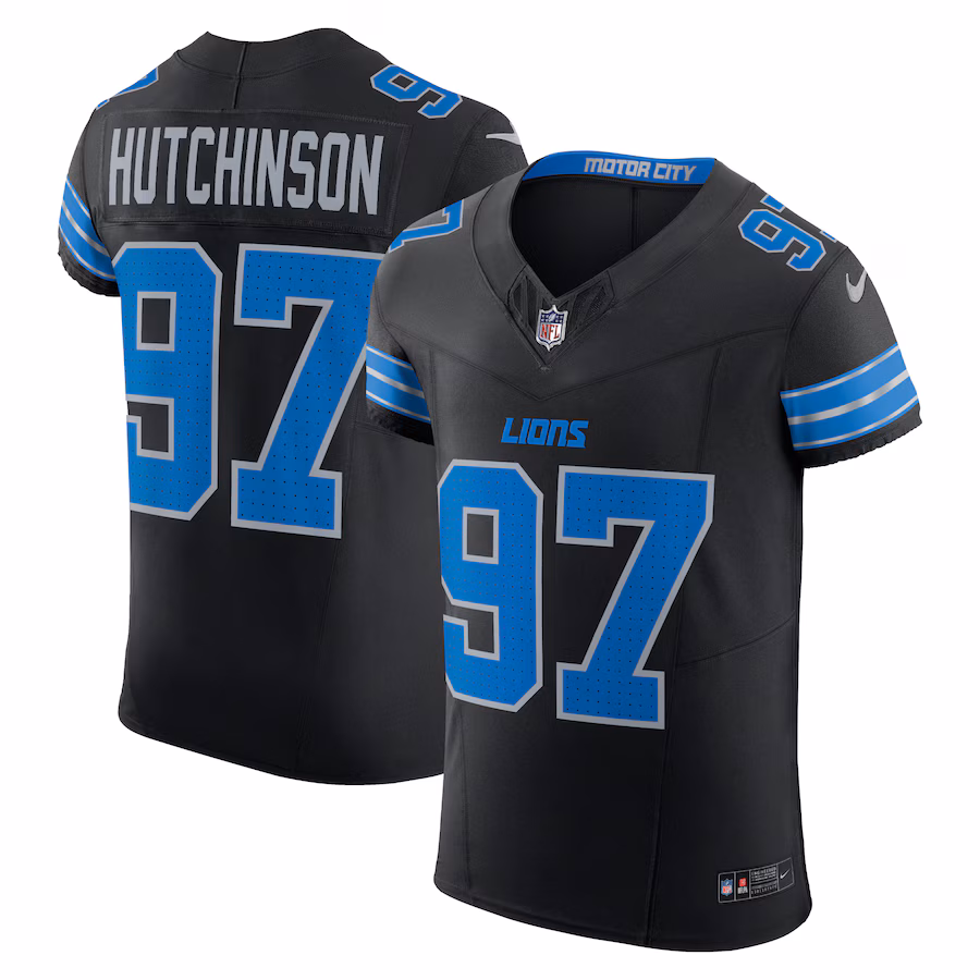 Aidan Hutchinson Detroit Lions Nike Alternate Vapor F.U.S.E. Elite Jersey - Black - myjerseyhub