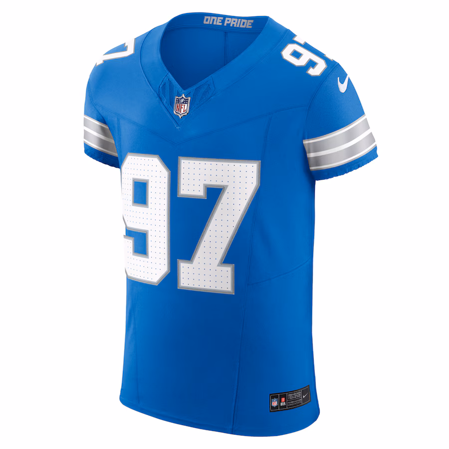Aidan Hutchinson Detroit Lions Nike Vapor F.U.S.E. Elite Jersey - Blue - myjerseyhub