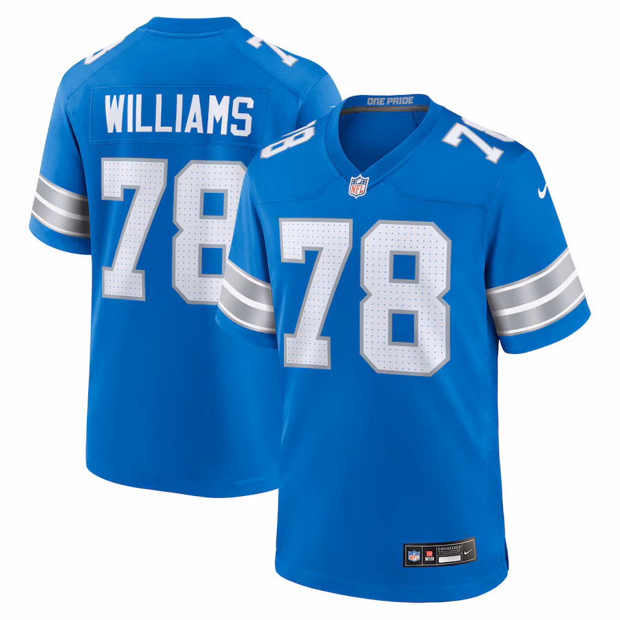 Tyleik Williams Detroit Lions Nike 2025 NFL Draft First Round Pick Game Jersey - Blue - myjerseyhub