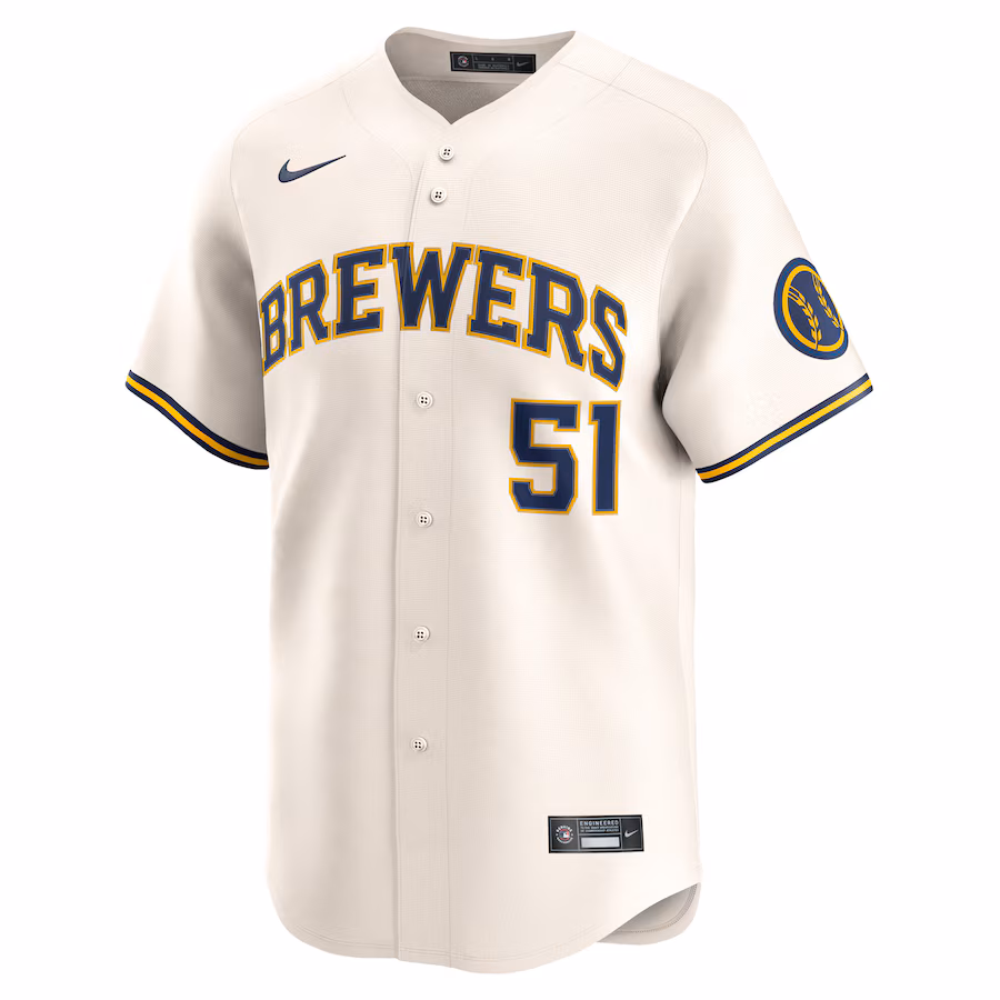 Freddy Peralta Milwaukee Brewers Nike Home Limited Player Jersey - Cream - myjerseyhub