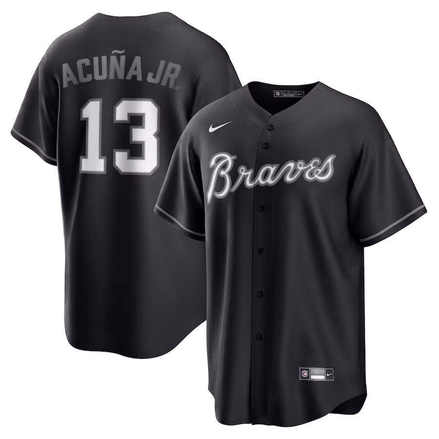 Ronald Acuña Jr. Atlanta Braves Nike Official Replica Player Jersey - Black - myjerseyhub