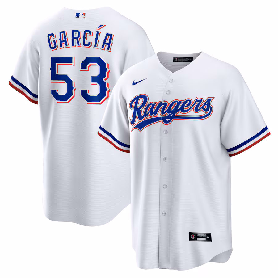Adolis García Texas Rangers Nike 2023 World Series Replica Player Jersey – White - myjerseyhub