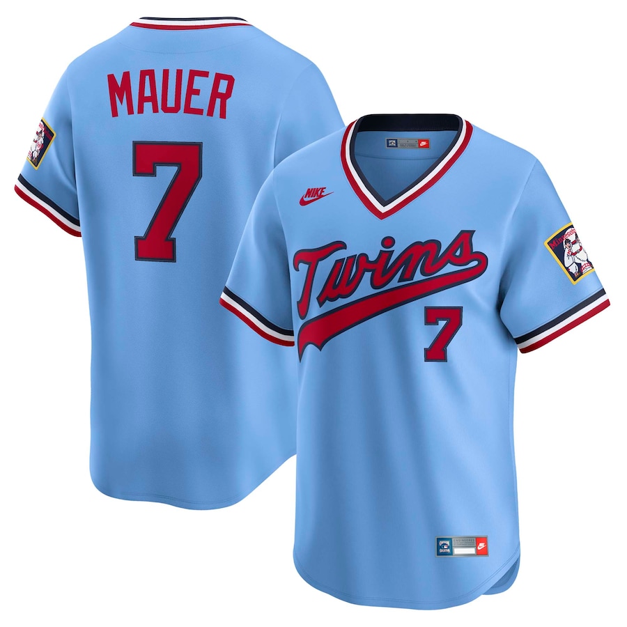 Joe Mauer Minnesota Twins Nike Throwback Cooperstown Collection Limited Jersey - Light Blue - myjerseyhub
