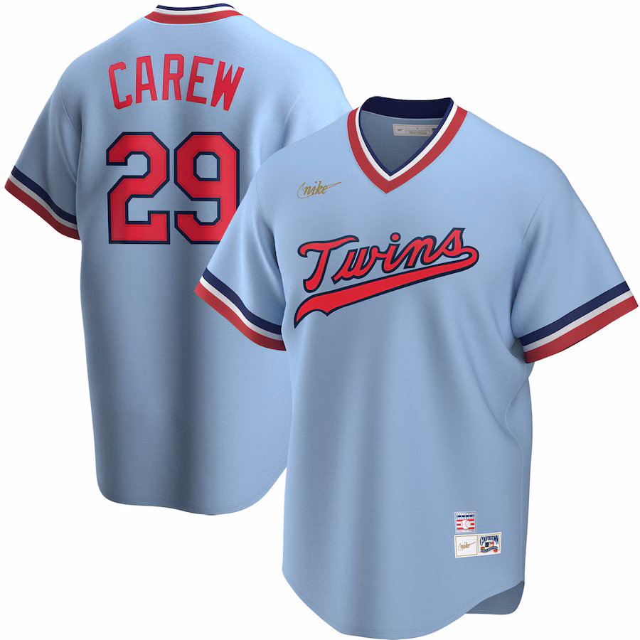 Rod Carew Minnesota Twins Nike Road Cooperstown Collection Player Jersey - Light Blue - myjerseyhub
