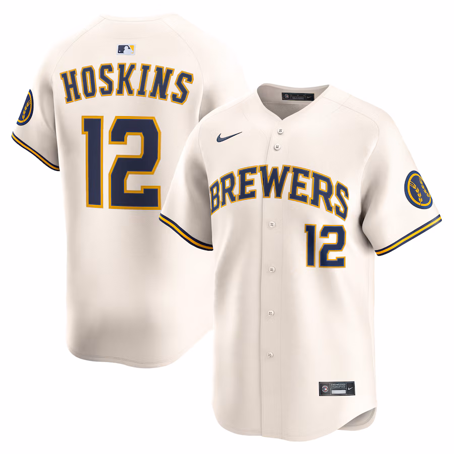 Rhys Hoskins Milwaukee Brewers Nike Home Limited Player Jersey - Cream - myjerseyhub
