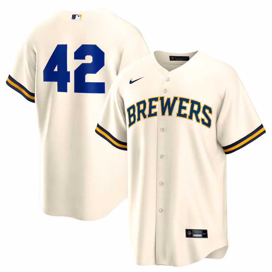 Milwaukee Brewers Nike Home 2025 Jackie Robinson Day Replica Jersey - Cream - myjerseyhub