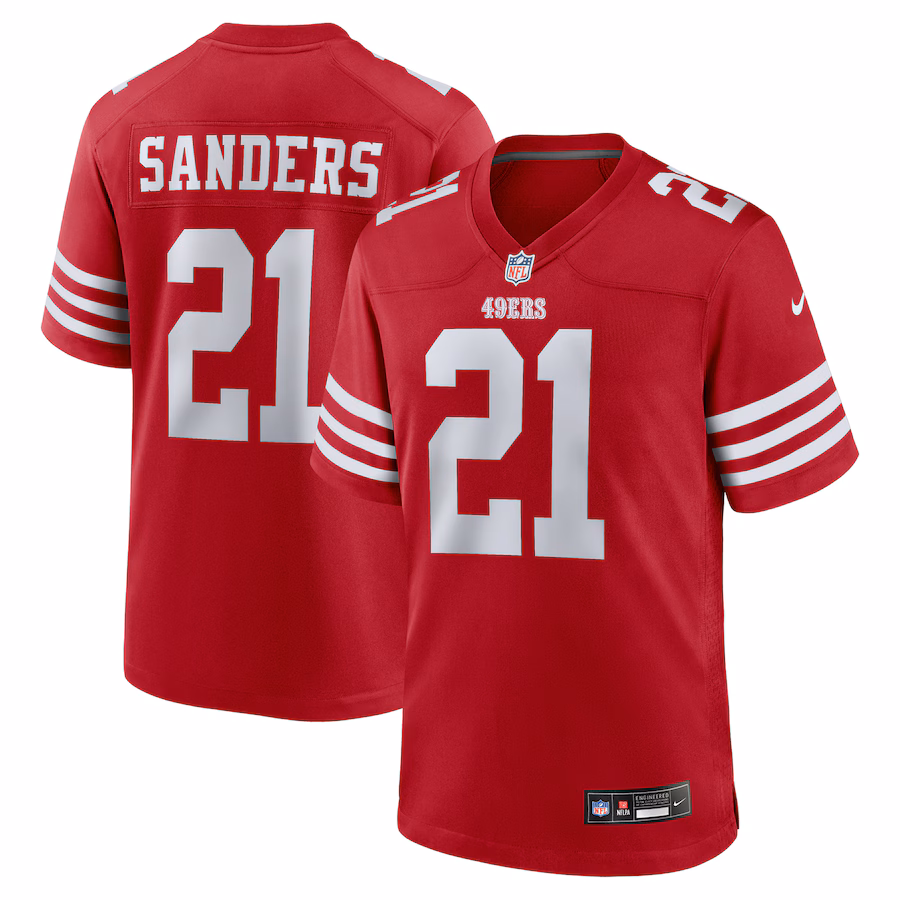 Deion Sanders San Francisco 49ers Nike Team Retired Player Game Jersey - Scarlet - myjerseyhub