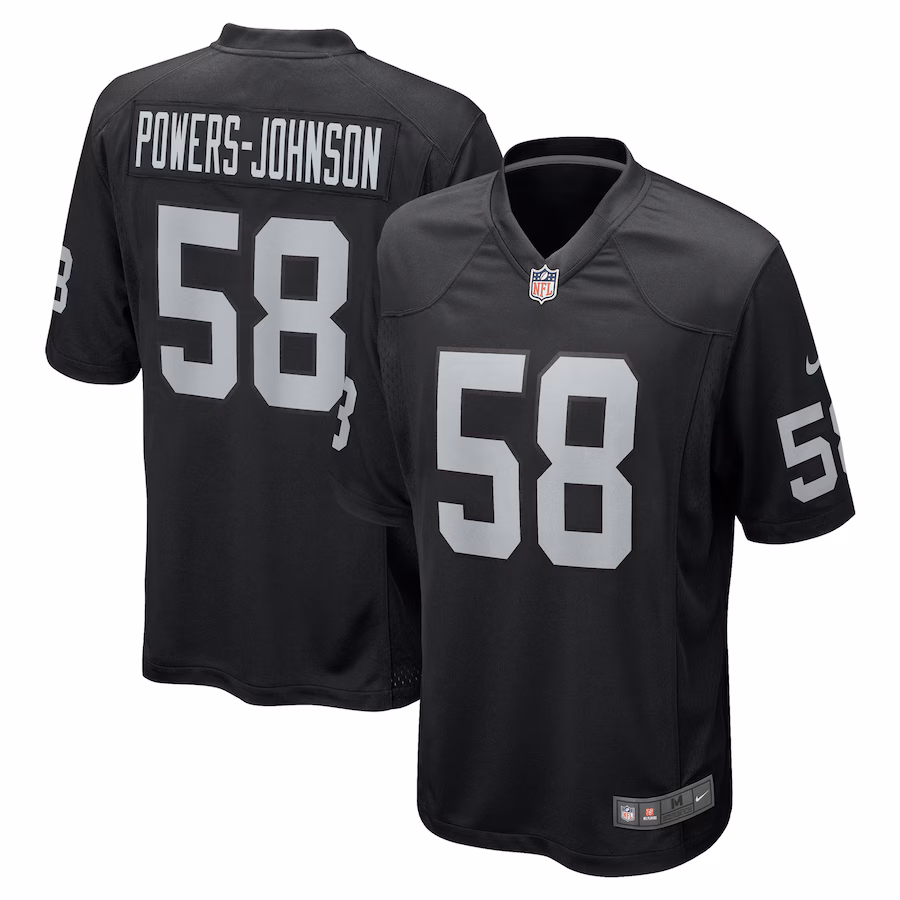 Jackson Powers-Johnson Las Vegas Raiders Nike Team Game Jersey - Black - myjerseyhub