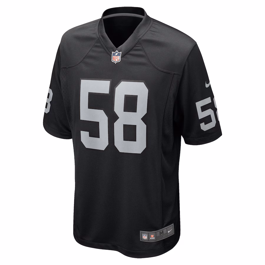 Jackson Powers-Johnson Las Vegas Raiders Nike Team Game Jersey - Black - myjerseyhub