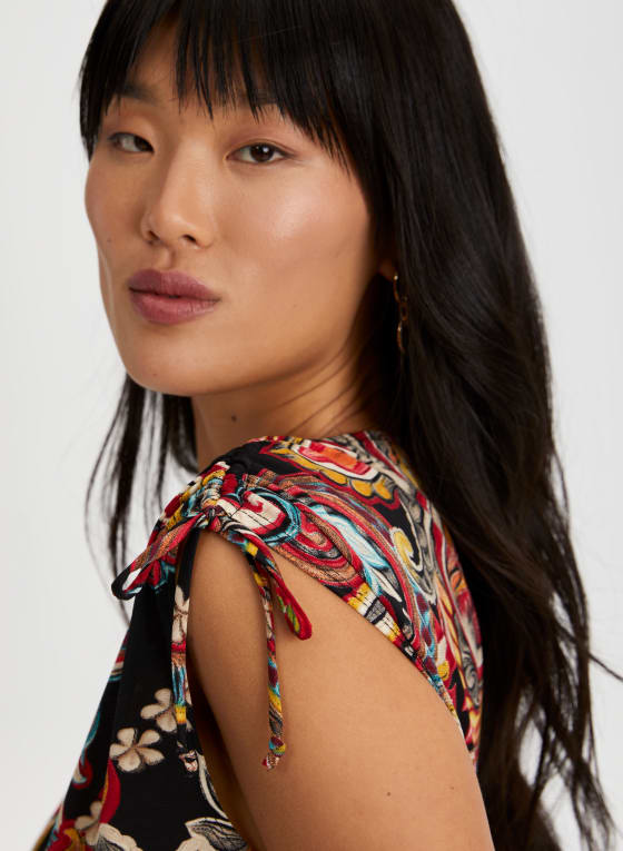 Paisley Print Shirred Detail Top