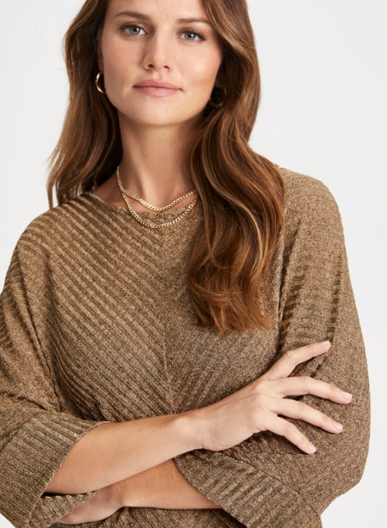 3/4 Dolman Sleeve Rib Knit Top