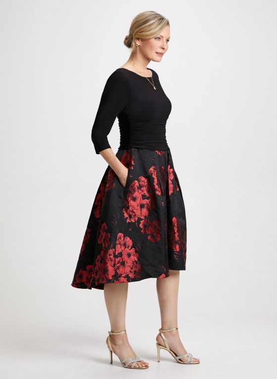 Floral Print Jacquard Dress