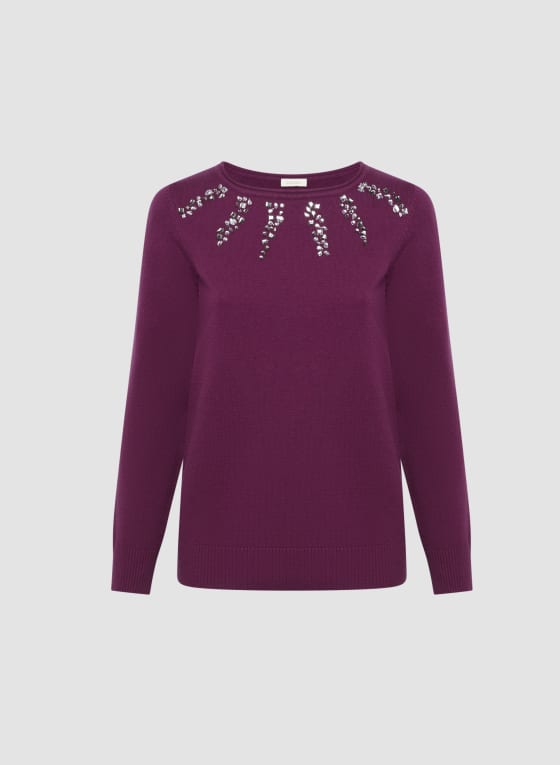 Rhinestone Detail Sweater