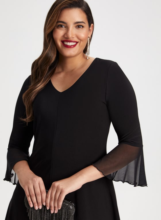 Flounce Sleeve Layered Dress