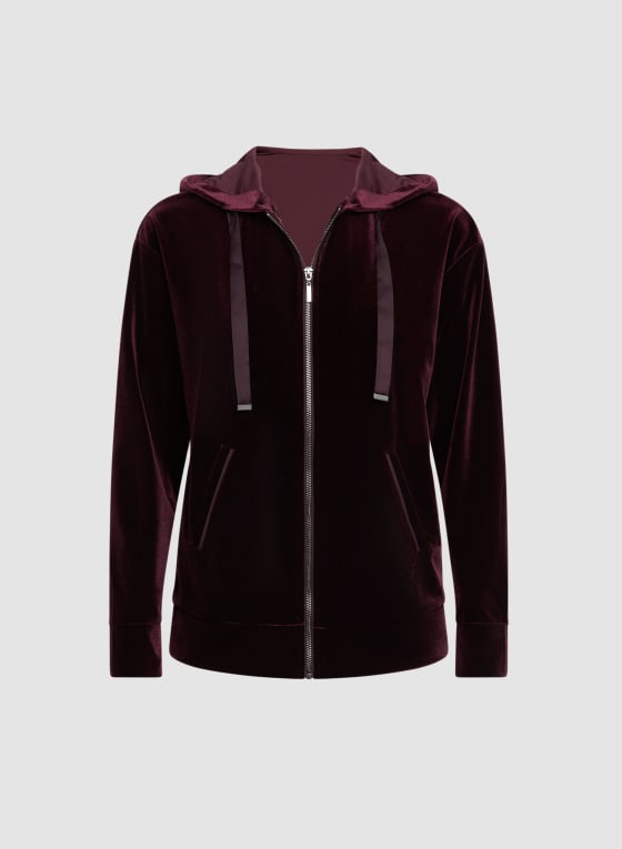 Zip Front Velour Hoodie