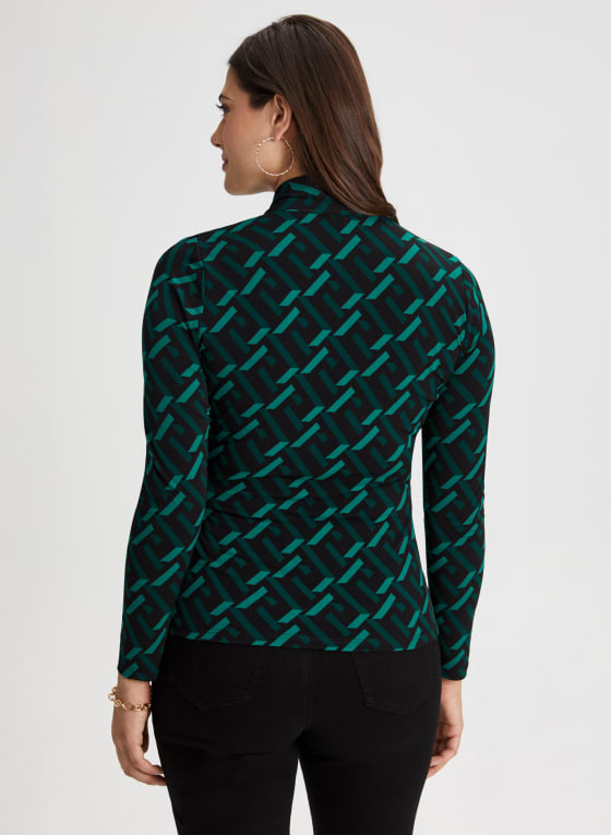 Geometric Print Long Sleeve Top