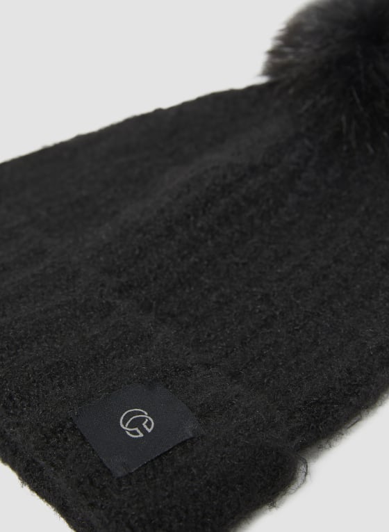Faux Fur Pompom Knit Hat