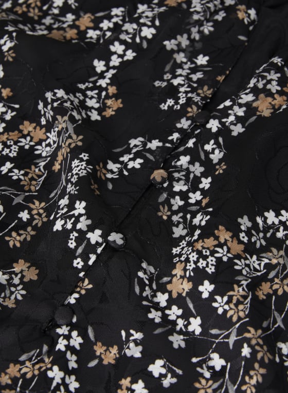 Long Sleeve Floral Motif Blouse